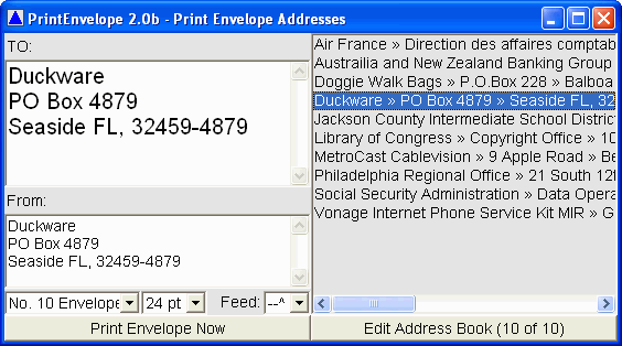 Quickly address envelopes with PrintEnvelope