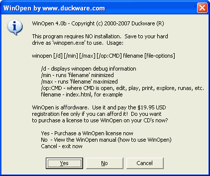 Click to view WinOpen 6.0a screenshot